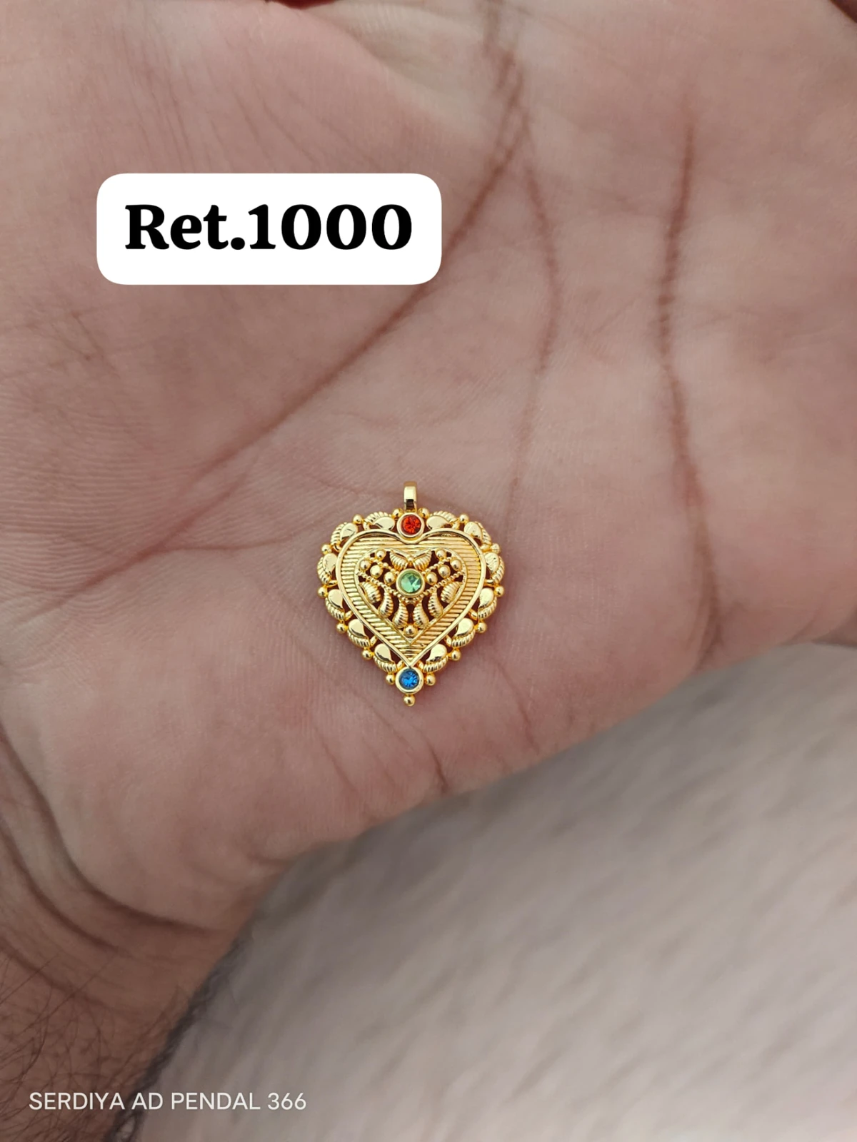 Free Gift – Gold Plated Heart Pendant with Stones